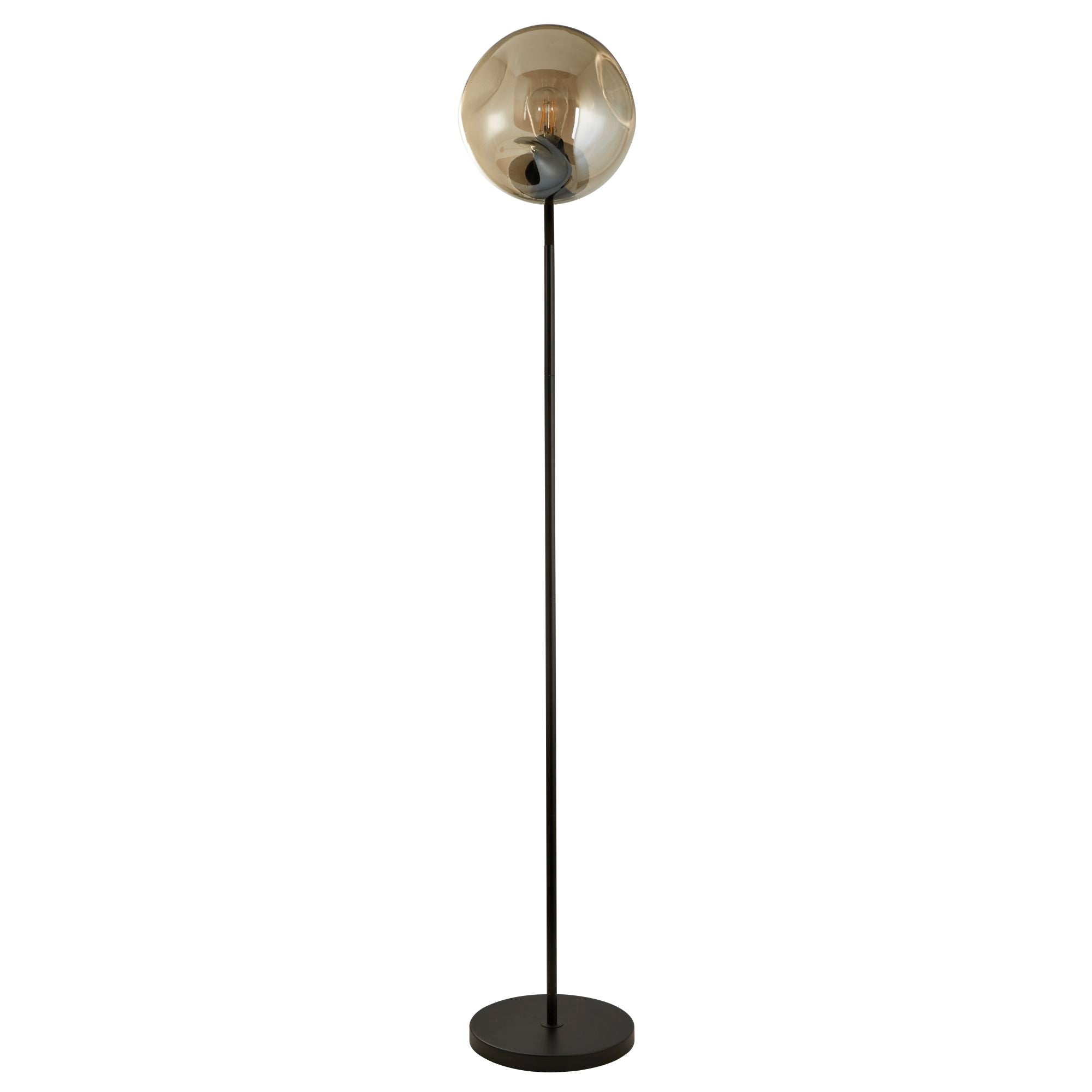 Punch Floor Lamp - Black Metal & Champagne Punched Glass E27