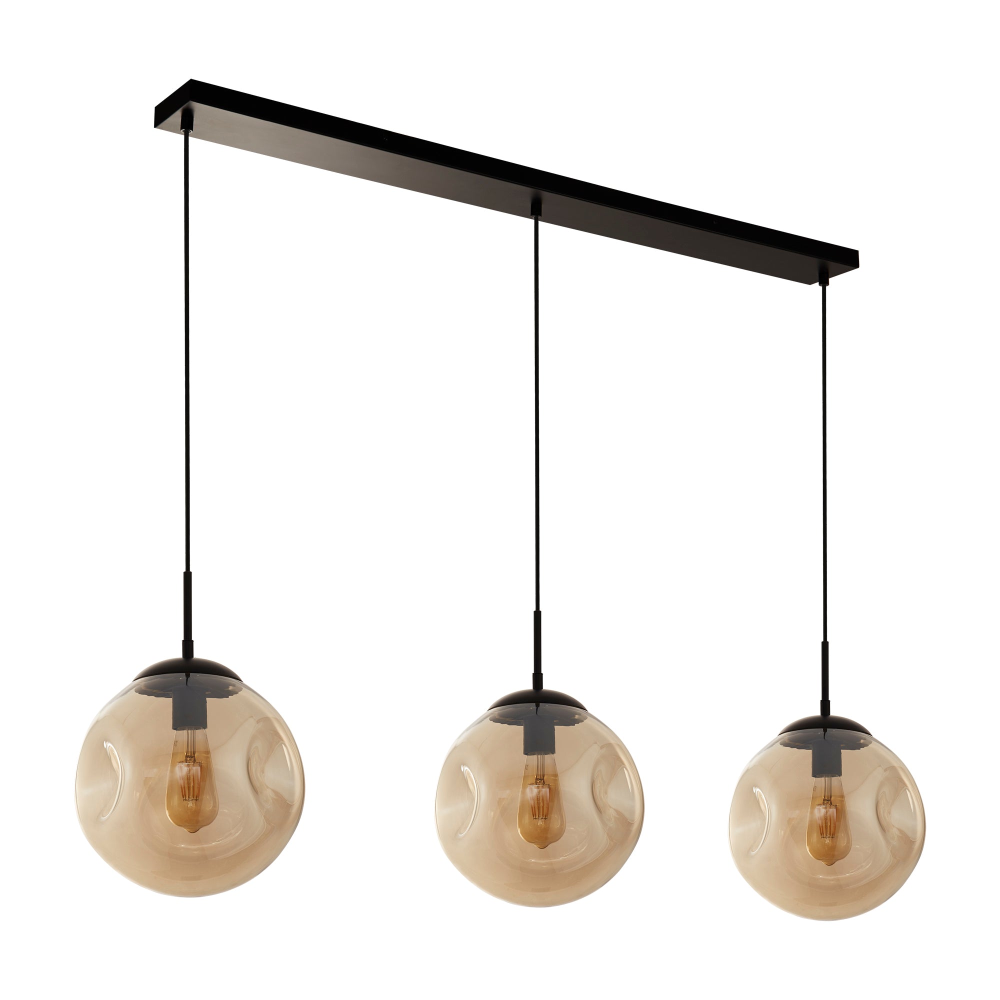 Punch 3/4lt Adjustable Dimmable Bar Pendant- Black Metal & Champagne Punched Glass