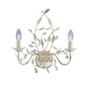 Alamandite 2Lt Wall Light - Cream & Gold Metal, Glass Drops