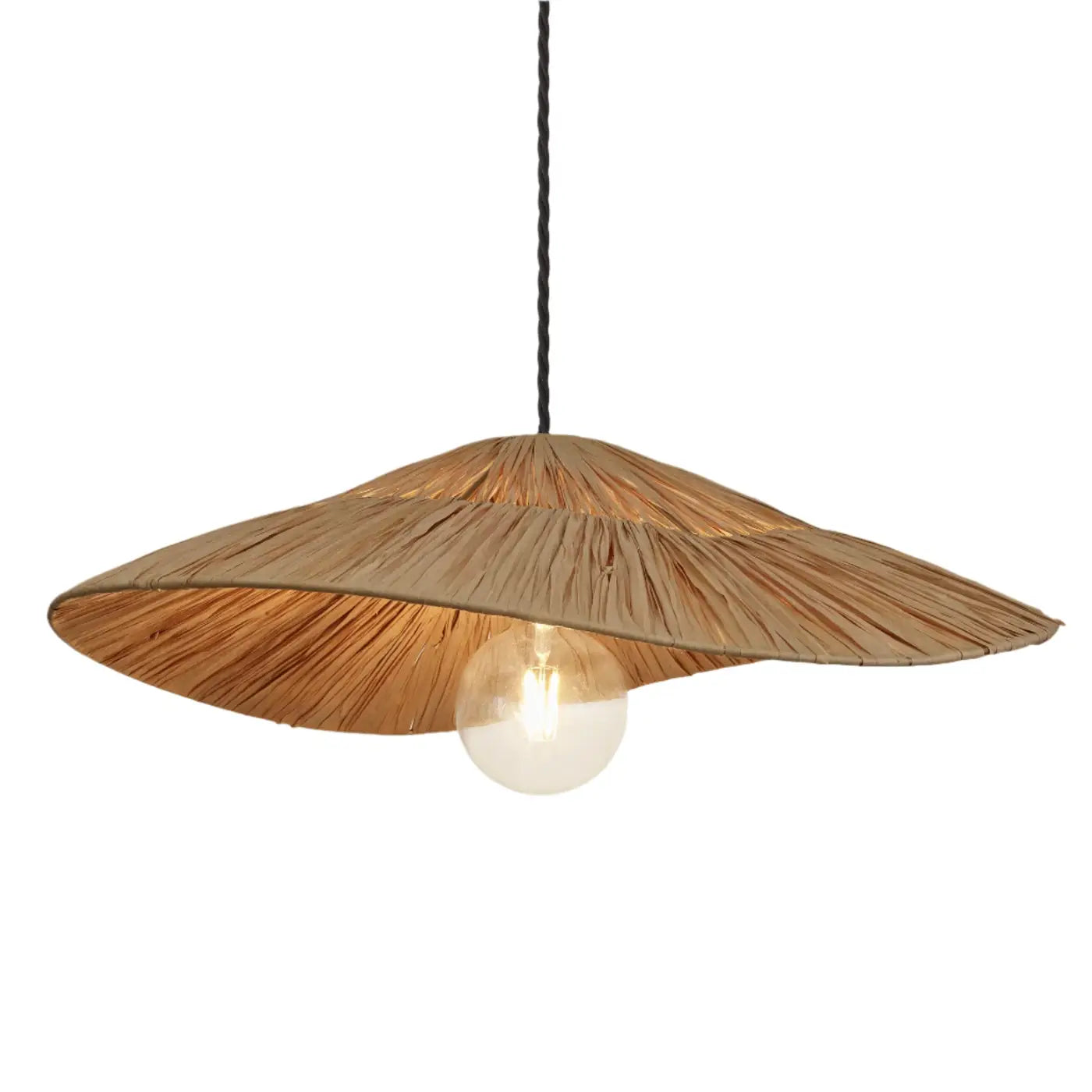 Raffia Ceiling Pendant Light - Hat