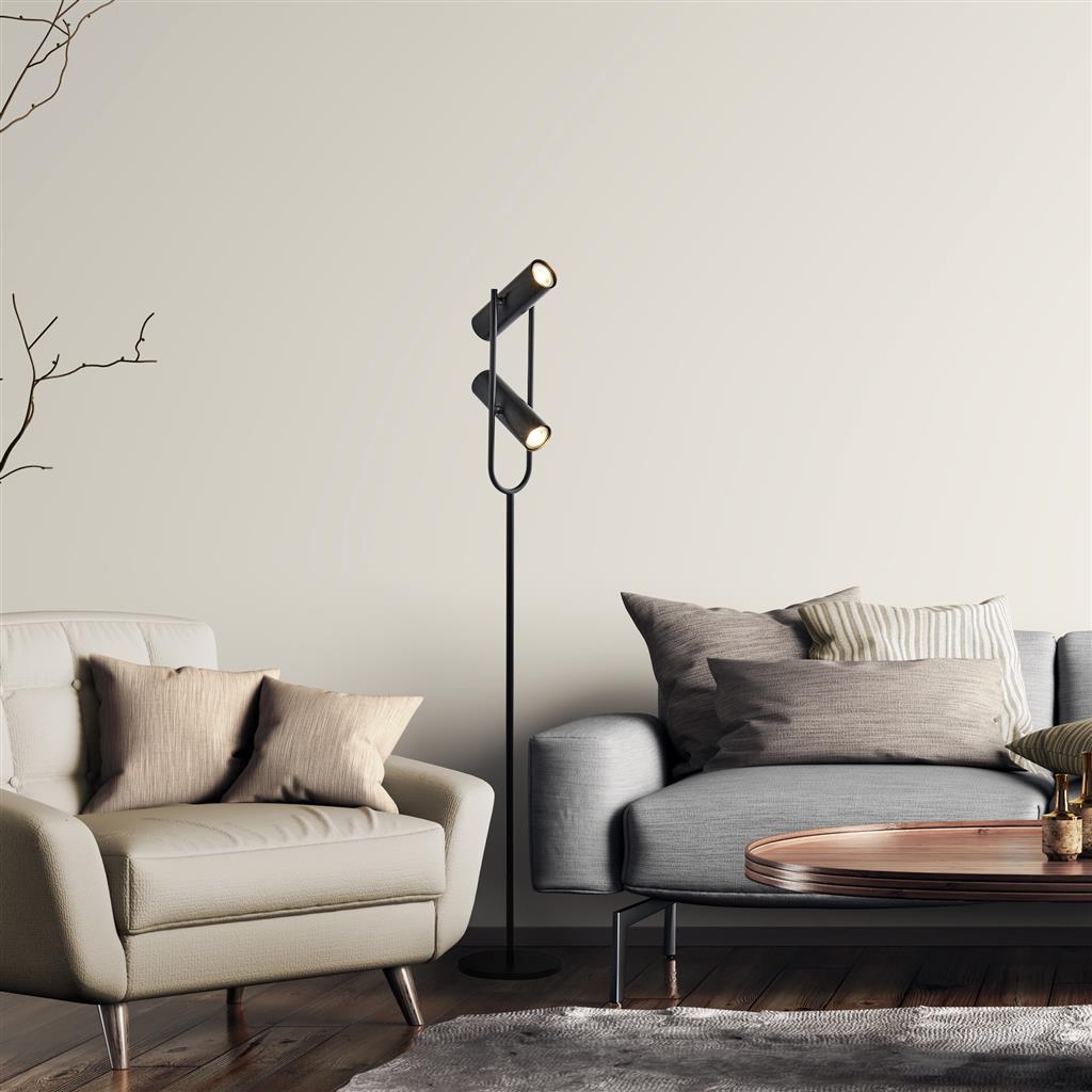 Telescope 2Lt Floor Lamp - Matt Black