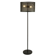 Fishnet 2Lt Floor Lamp - Matt Black Metal/Gold Metal & Mesh Shade E27
