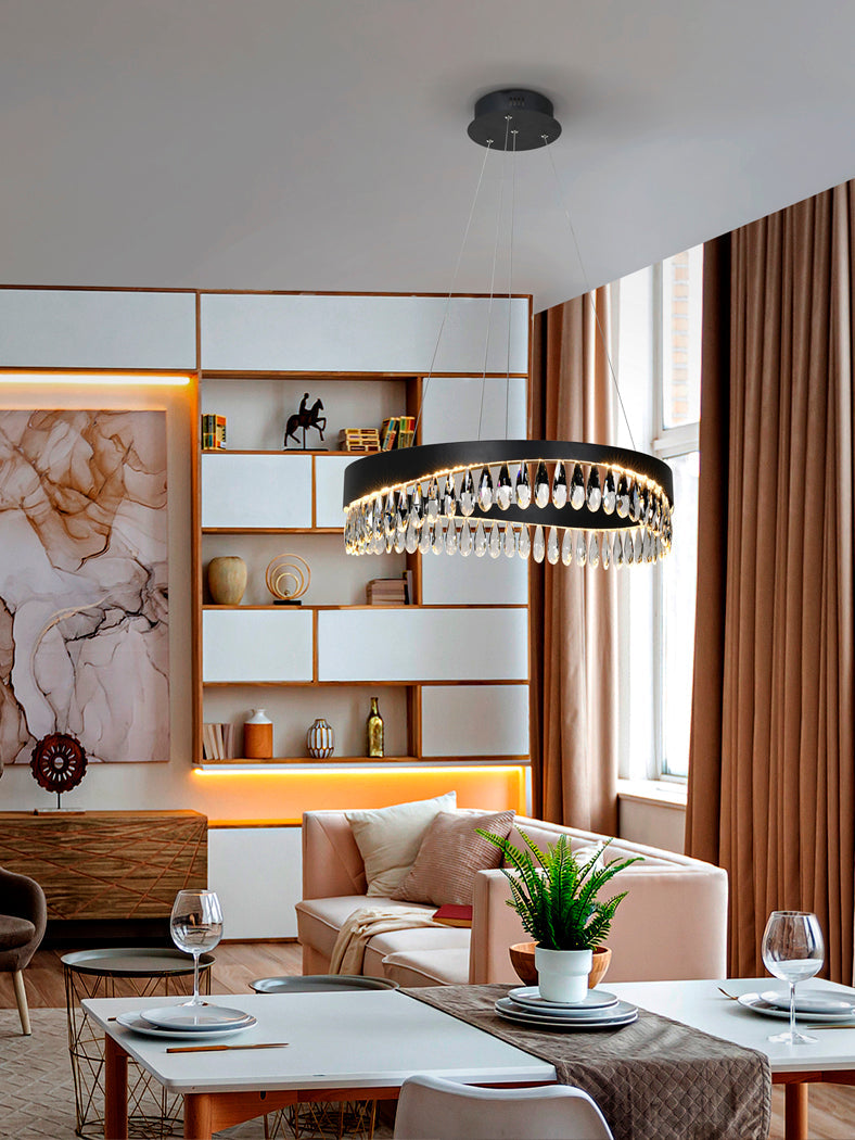 Selene Crystal Ceiling Light - Matt Black & Faceted Finish