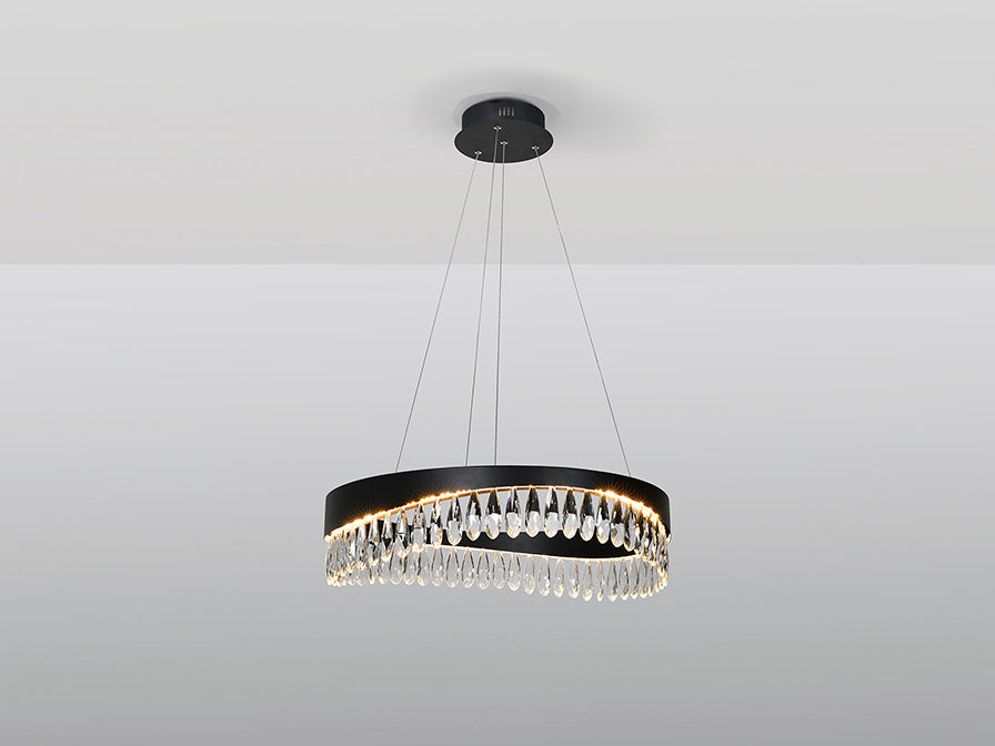Selene Crystal Ceiling Light - Matt Black & Faceted Finish