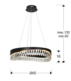 Selene Crystal Ceiling Light - Matt Black & Faceted Finish