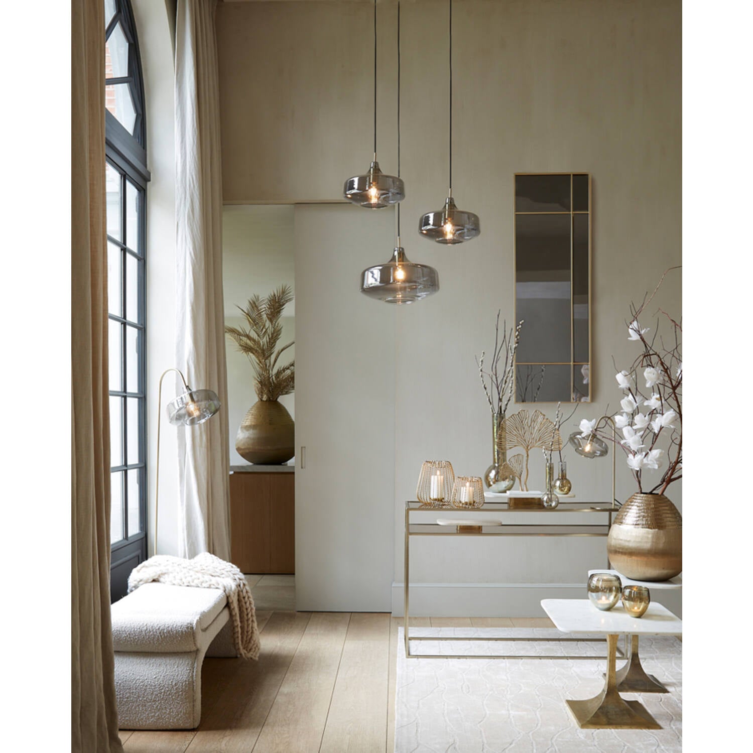 Millar 1Lt Pendant - Antique Brass/Satin Chrome