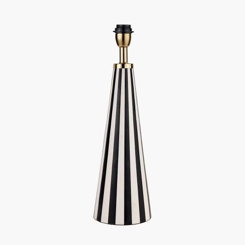 Alejo Black and White Stripe Conical Resin Table Lamp  - Base Only