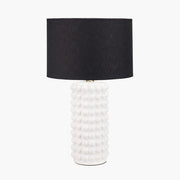Sohan White Bobbled Ceramic Table Lamp Base with Black Linen Drum Shade