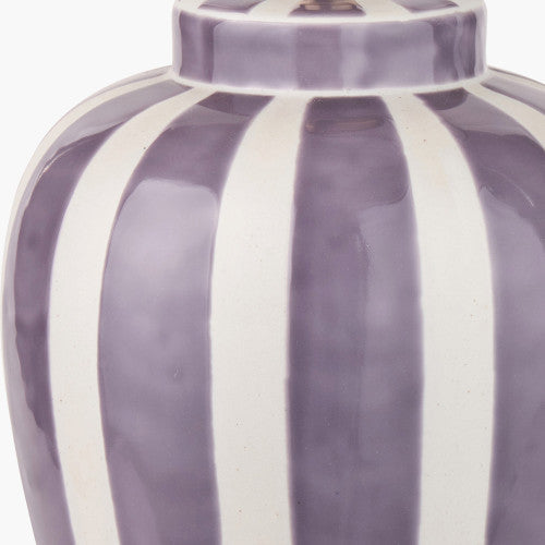 Priscilla Table Lamp Base- Lilac Stripped Ceramic