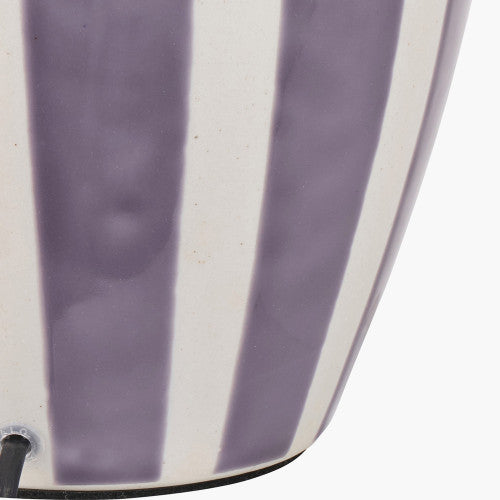 Priscilla Table Lamp Base- Lilac Stripped Ceramic