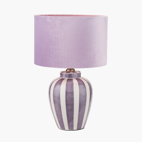 Priscilla Table Lamp Base- Lilac Stripped Ceramic