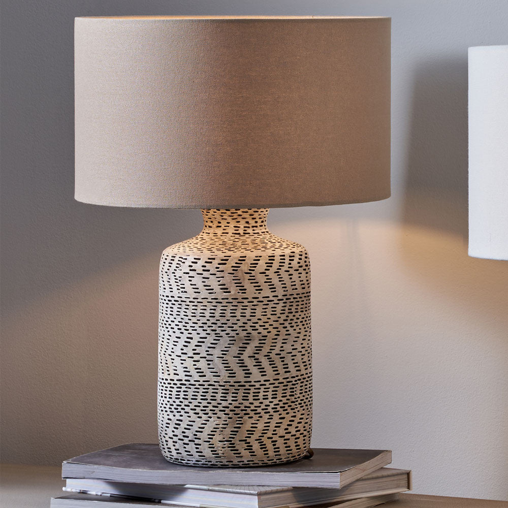 Atouk Stoneware Table Lamp  - Base Only- Natural/ Black