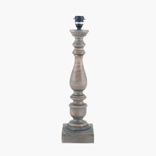 Alia Grey Wash Turned Mango Wood Table Lamp  - Base Only