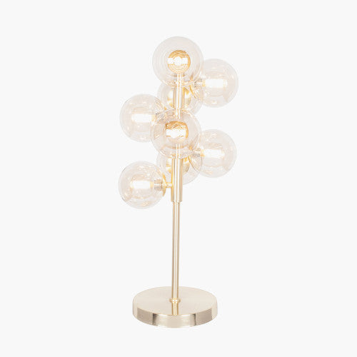 Vecchio Table Lamp-  Smoke/ Lustre Glass Orb and Chrome/ Gold Metal