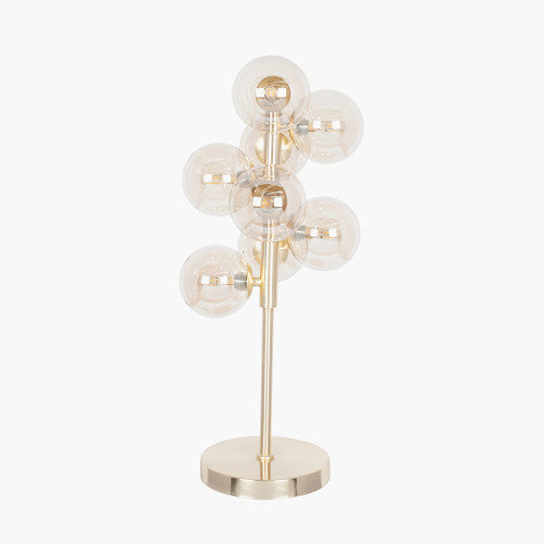 Vecchio Table Lamp-  Smoke/ Lustre Glass Orb and Chrome/ Gold Metal