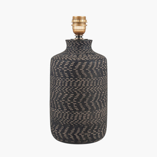 Atouk Stoneware Table Lamp  - Base Only- Natural/ Black