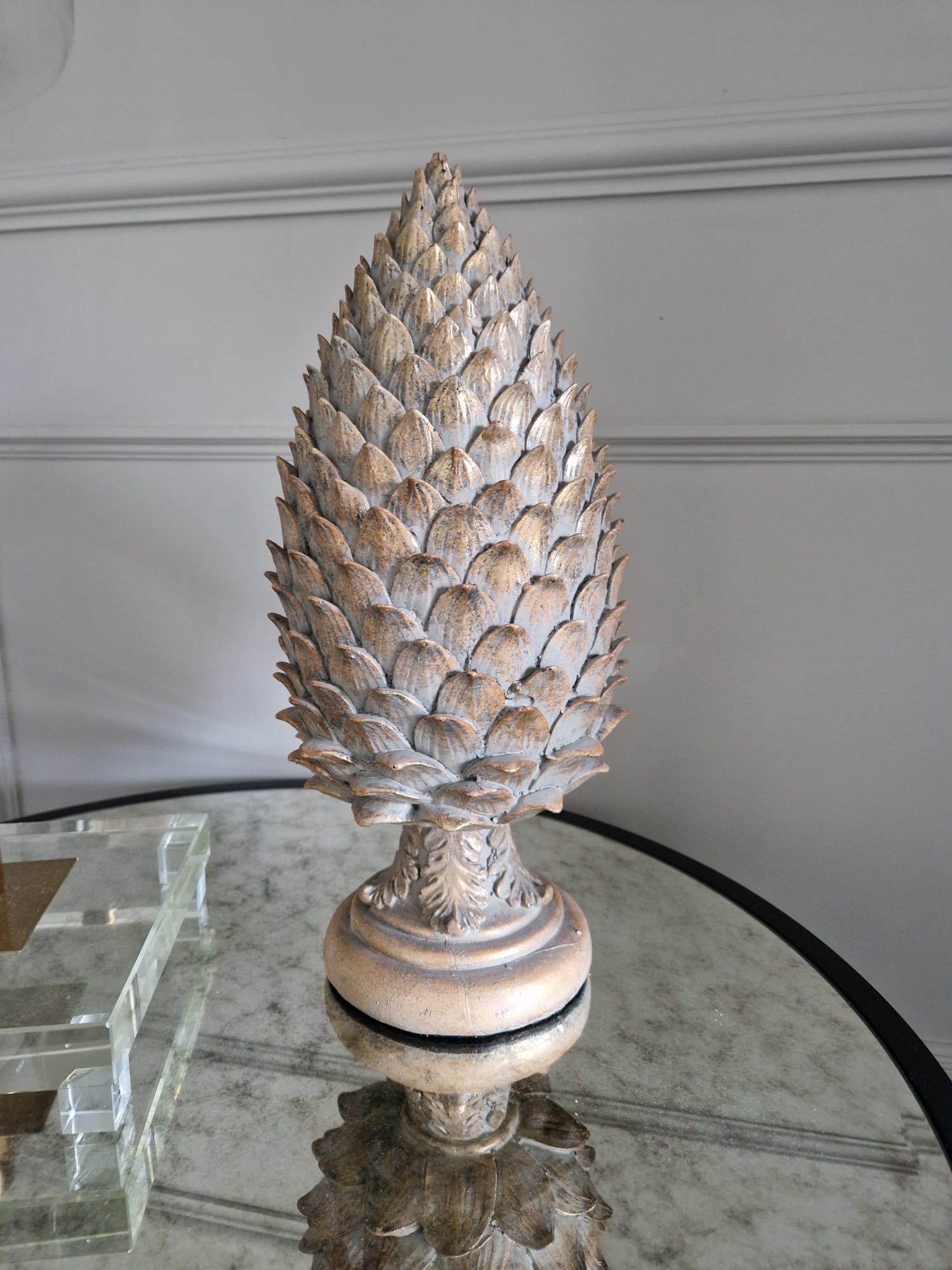 Cream & Gold Pine Cone Ornament