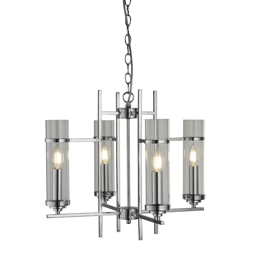 Milo 4/6Lt Multi-Arm Pendant - Chrome Metal & Glass