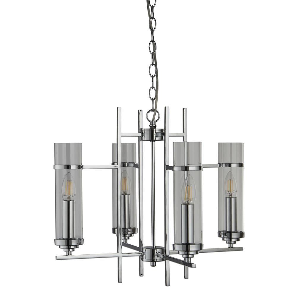 Milo 4/6Lt Multi-Arm Pendant - Chrome Metal & Glass