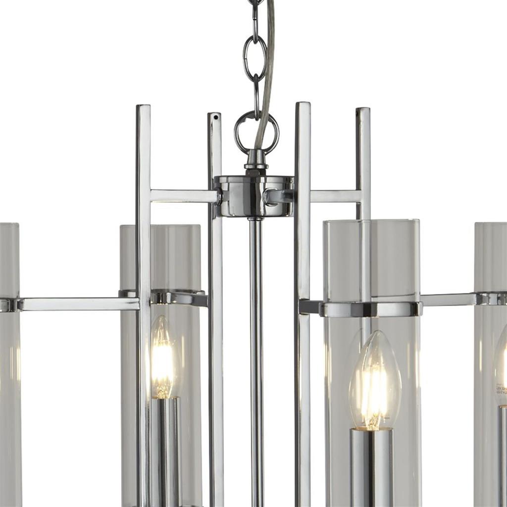 Milo 4/6Lt Multi-Arm Pendant - Chrome Metal & Glass
