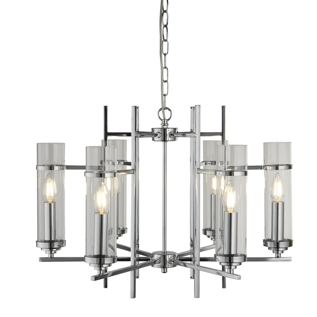 Milo 4/6Lt Multi-Arm Pendant - Chrome Metal & Glass