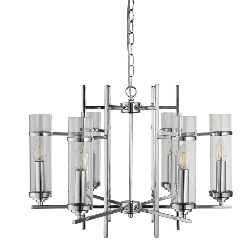 Milo 4/6Lt Multi-Arm Pendant - Chrome Metal & Glass