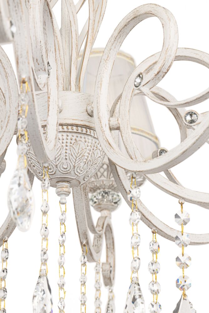 Grace 10Lt Chandelier - White with Gold