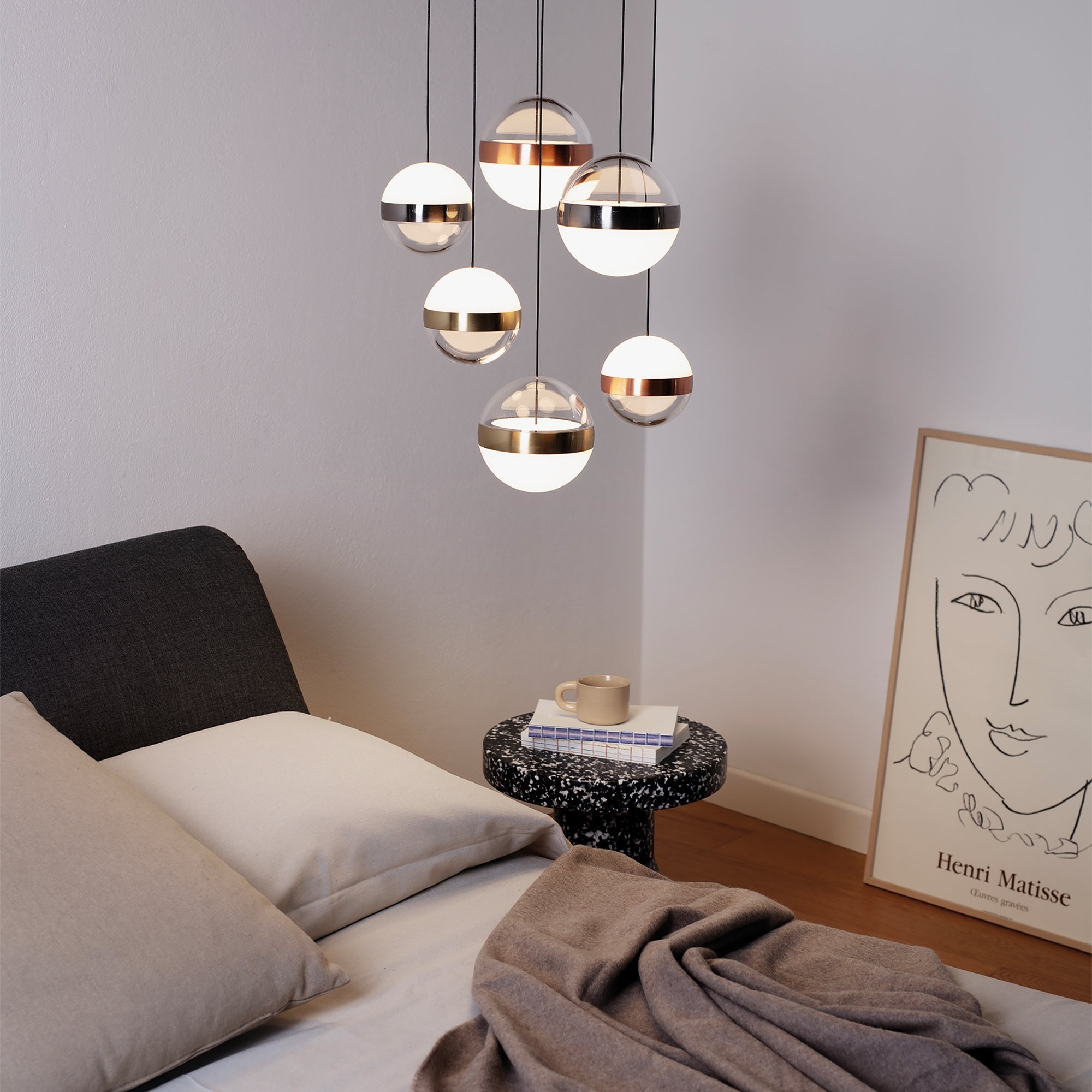 Galaxy 3Lt Cluster Pendant - Nickel, Brass & Copper