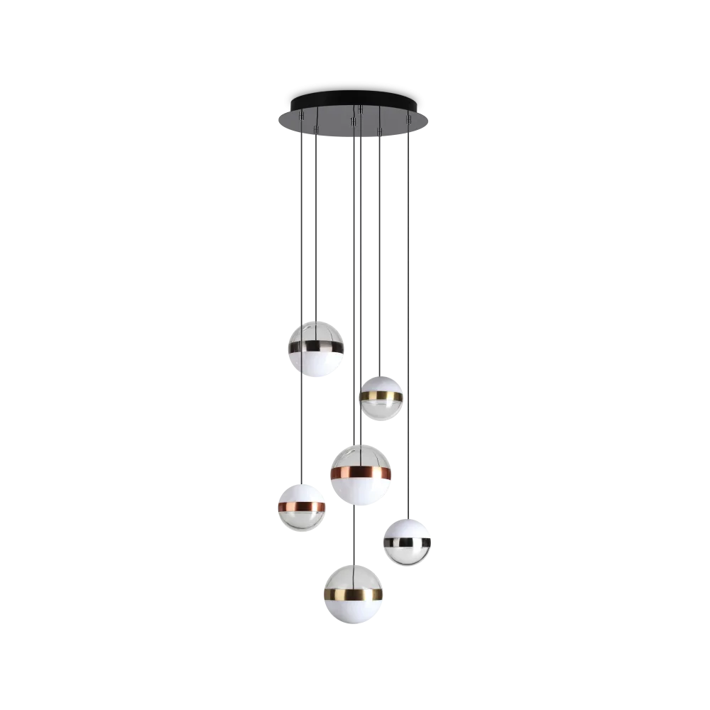Galaxy 3Lt Cluster Pendant - Nickel, Brass & Copper