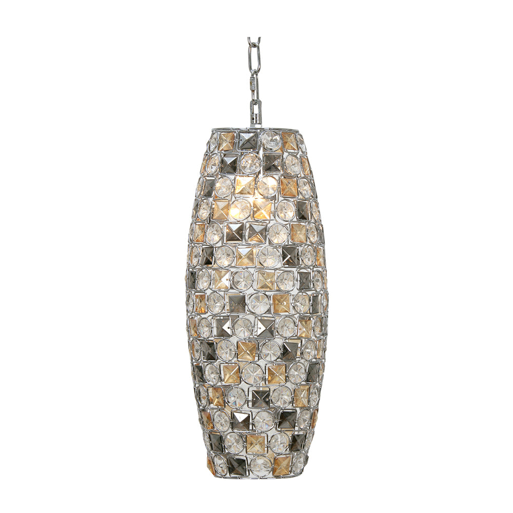 Davoli Oval Crystal Ceiling Light - Chrome Finish