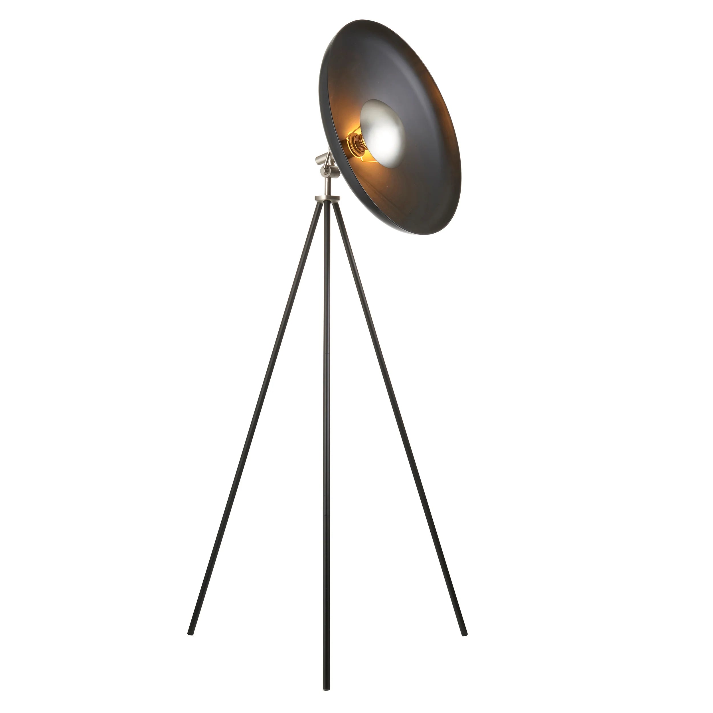 Hubble 1Lt Tripod Floor Lamp - Brass/Black