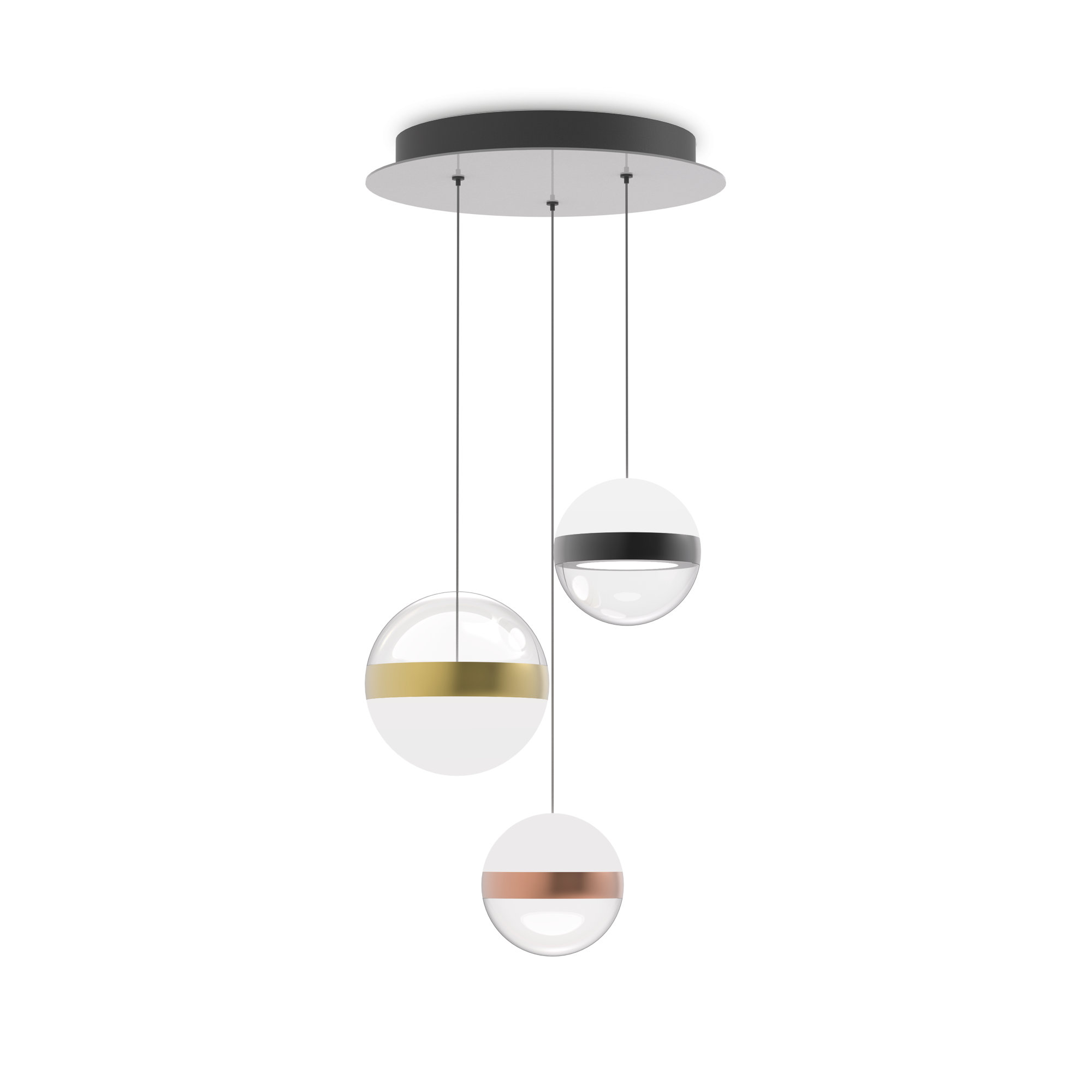 Galaxy 3Lt Cluster Pendant - Nickel, Brass & Copper
