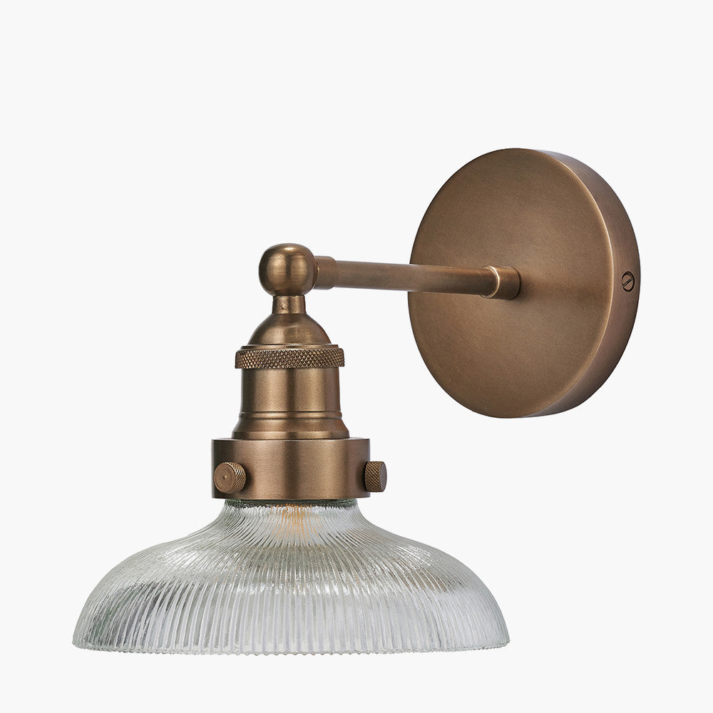 Bowery Wall Light - Ribbed Glass & Brass/Bronze