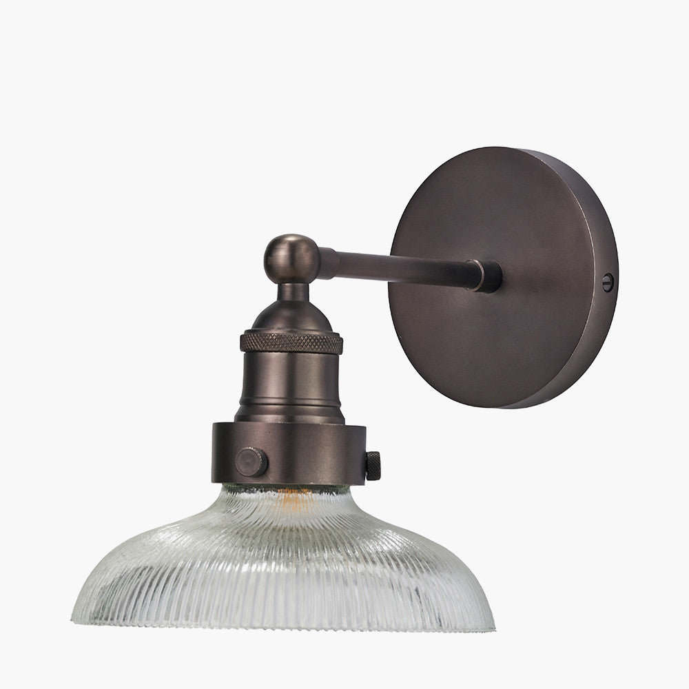 Bowery Wall Light - Ribbed Glass & Brass/Bronze
