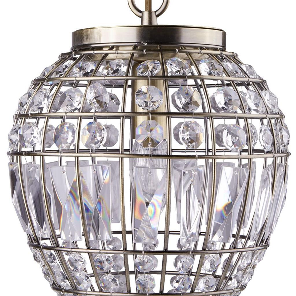 Pineapple  Crystal Ceiling Light  - Antique Brass Metal & Glass