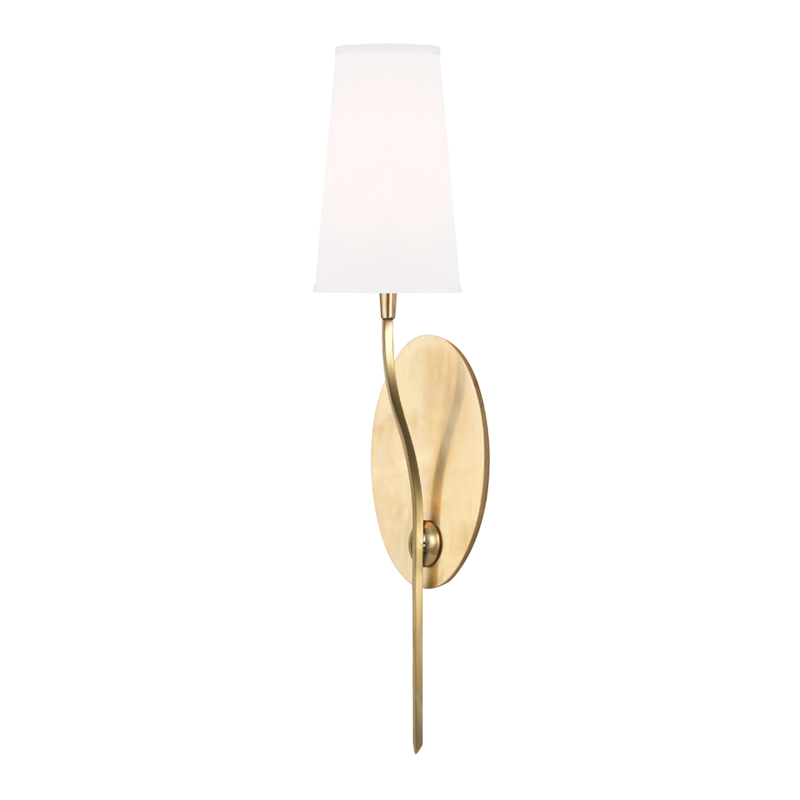 Rutland 1Lt Wall Sconce W/White Shade-  Polished Nickel/ Aged Brass