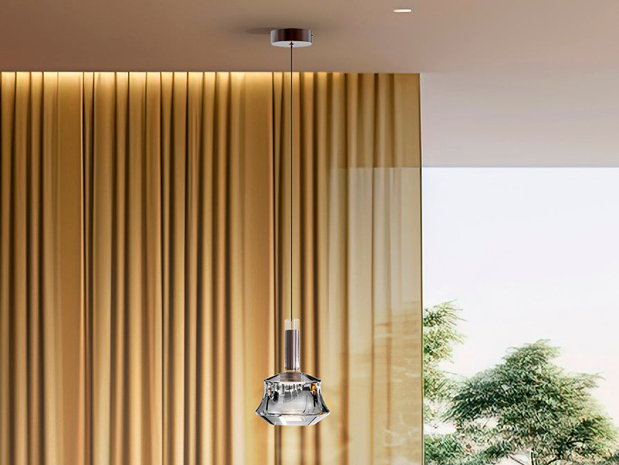 Scarlett Single Pendant- Silver/Amber Finishes