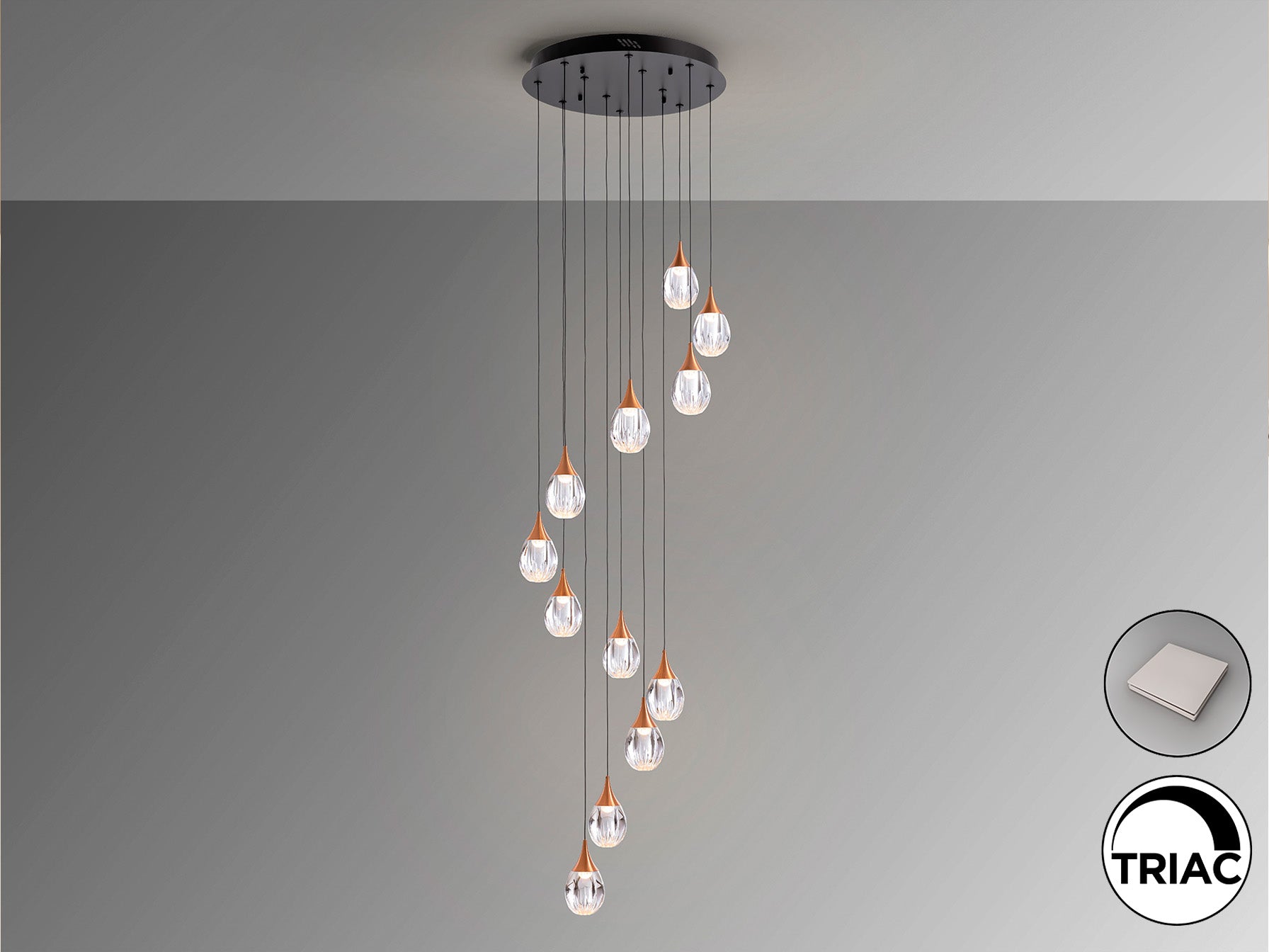Corina 12Lt Large Cluster Light-  Black Copper