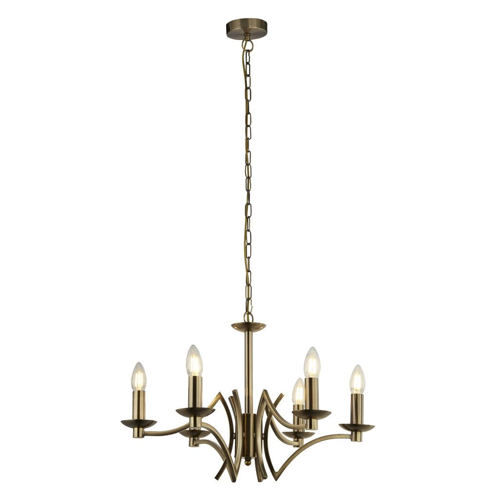 Ascot 6/8Lt Multi-Arm Pendant - Antique Brass/Chrome Finish