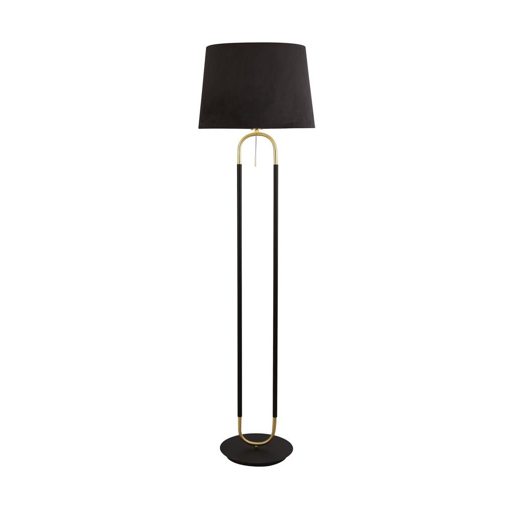 Jazz Floor Lamp Black Satin - Silver, Brass Metal with White & Black Velvet