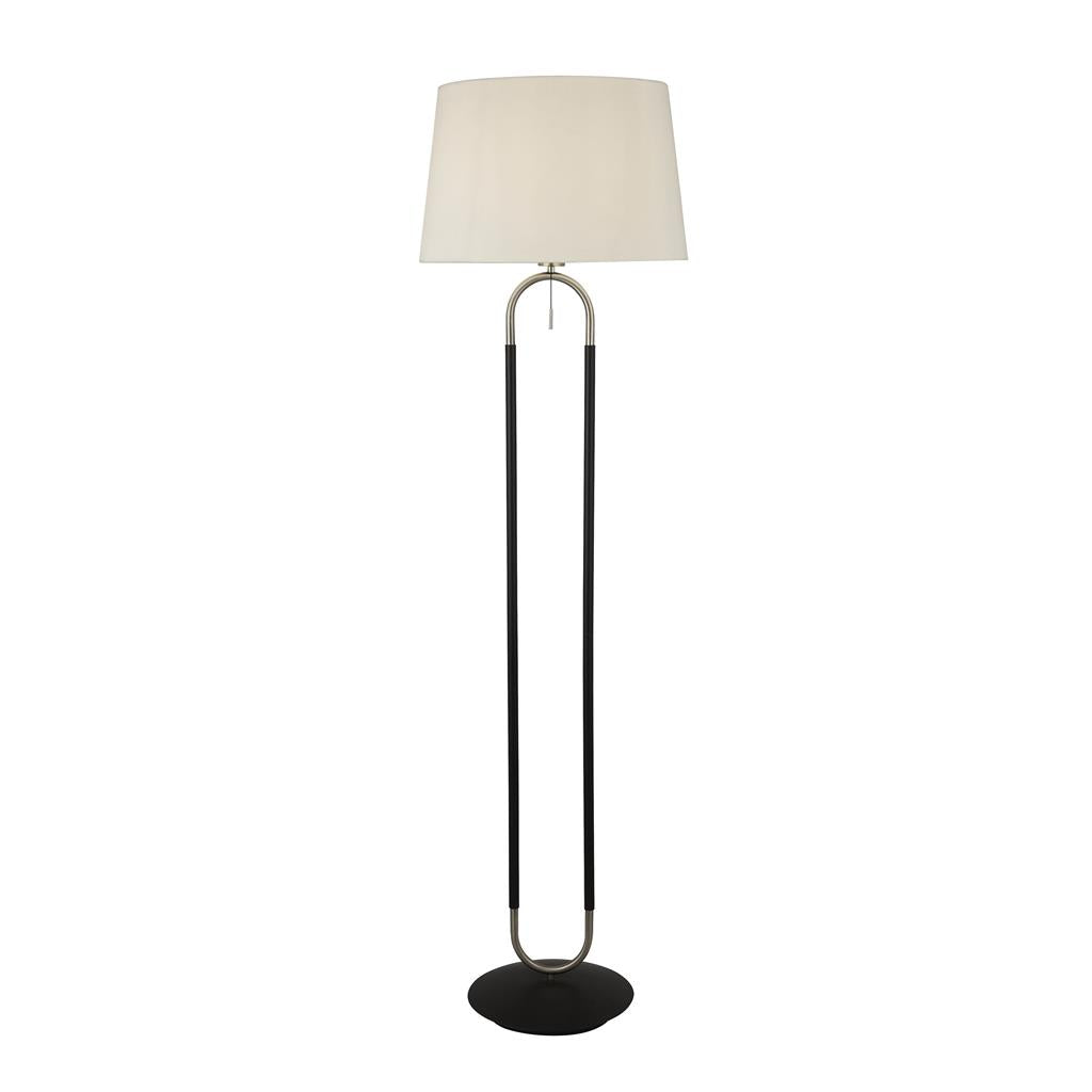 Jazz Floor Lamp Black Satin - Silver, Brass Metal with White & Black Velvet