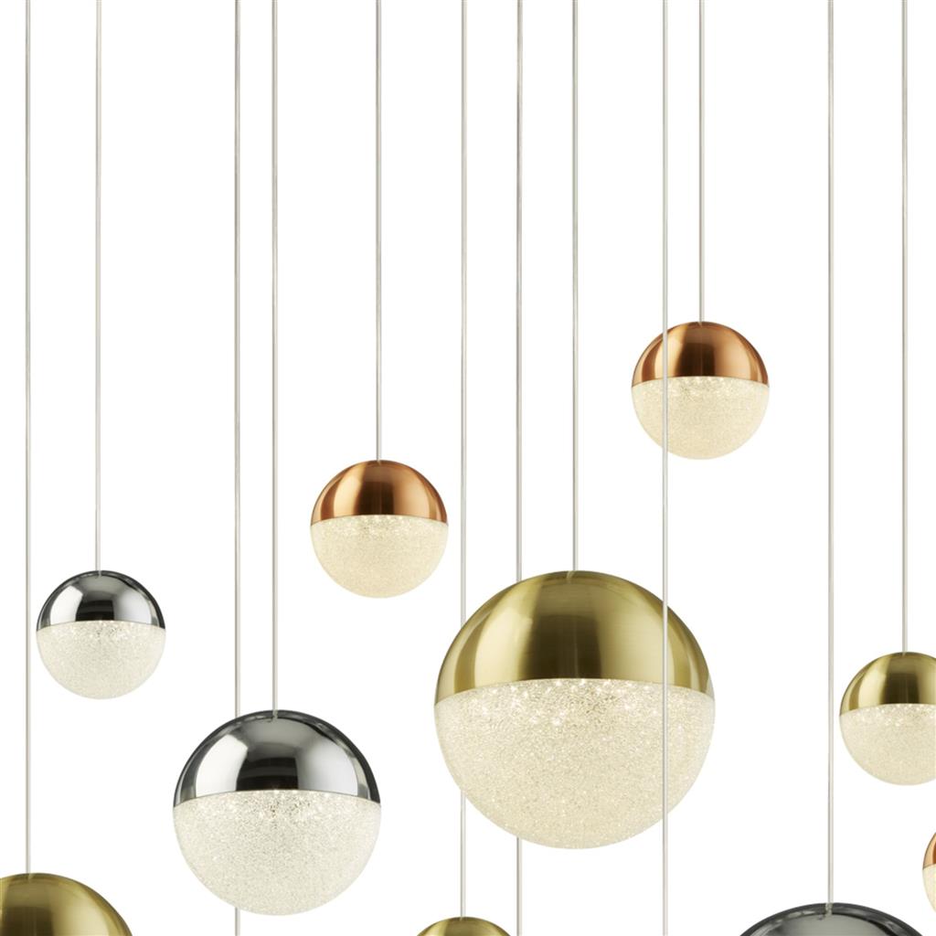 Planets 14/27/55Lt Multi-Drop - Copper, Chrome & Satin Brass Integrated LED