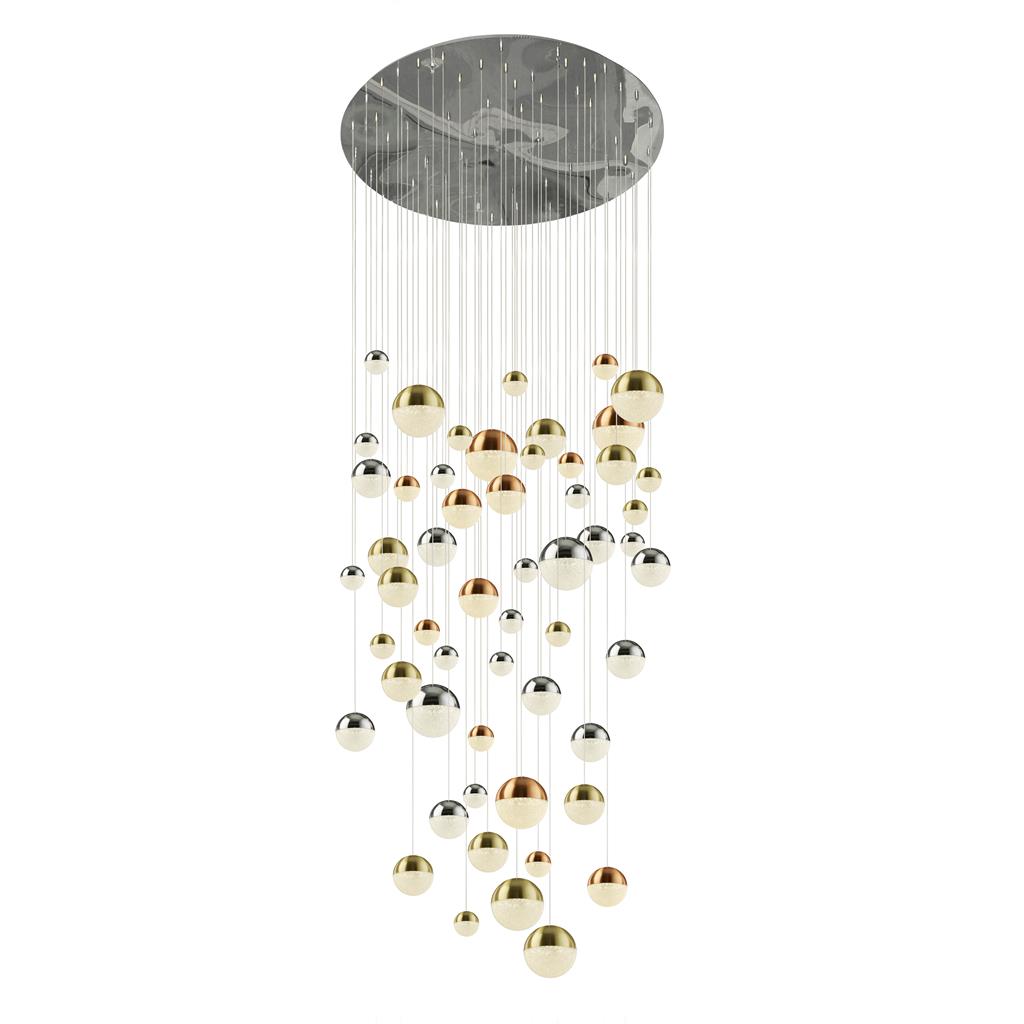 Planets 14/27/55Lt Multi-Drop - Copper, Chrome & Satin Brass Integrated LED