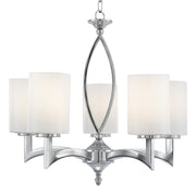 Gina 5Lt Multi-Arm Pendant - Chrome & White Glass Shades