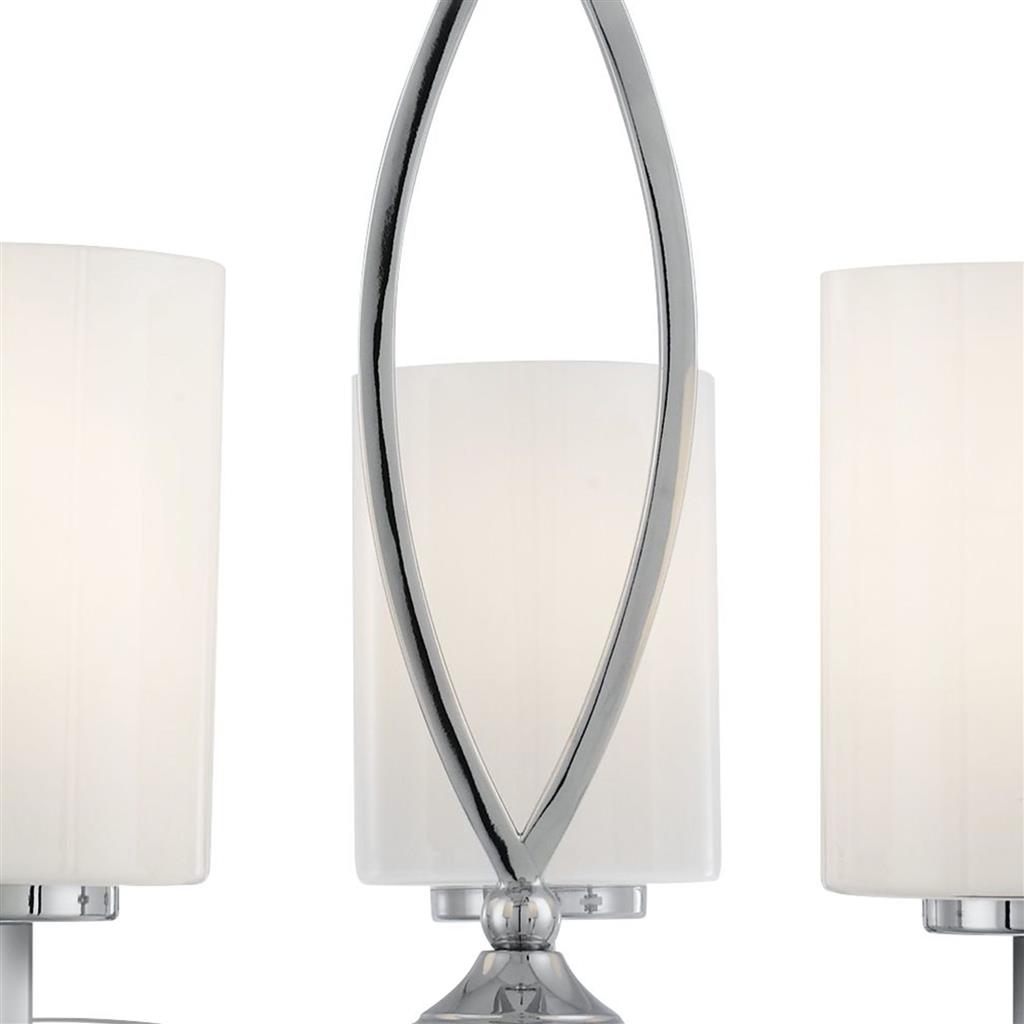 Gina 5Lt Multi-Arm Pendant - Chrome & White Glass Shades