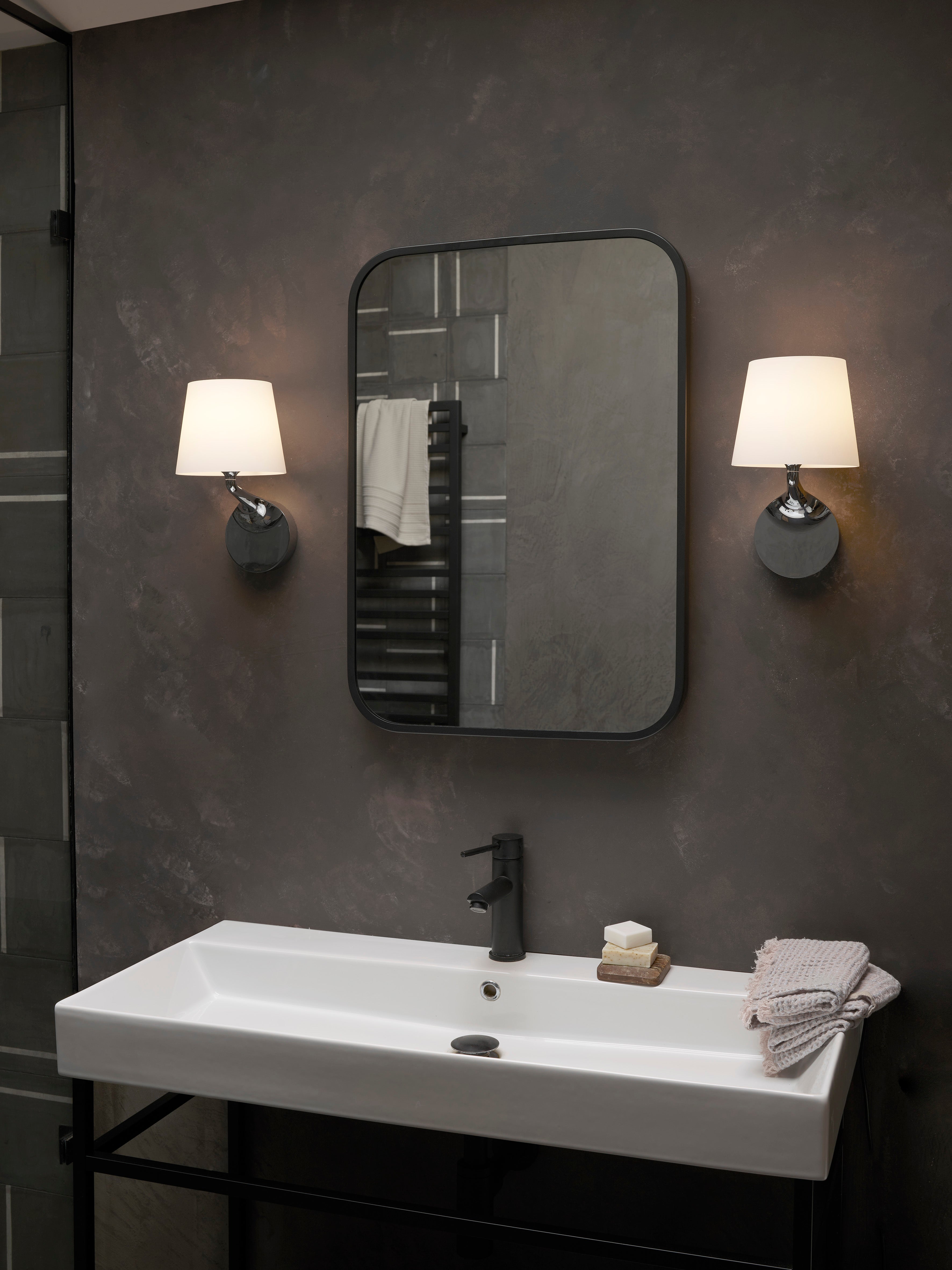 Millie Bathroom Wall Light- Polished Chrome/ Matt Black