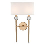 Rockland 2Lt Wall Sconce- Polished Nickel/ Aged Brass