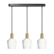 Sleek Opal Glass Schoolhouse Wire Cluster Light- Brass/ Pewter