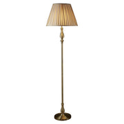 Flemish Floor Lamp- Antique Brass Metal & Grey Pleated Shade E27