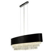 Glamour 5/8lt Adjustable, Dimmable Oval Pendant - Black Velvet & Clear Crystal